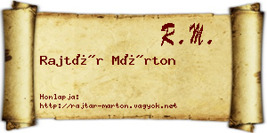 Rajtár Márton névjegykártya