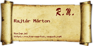 Rajtár Márton névjegykártya